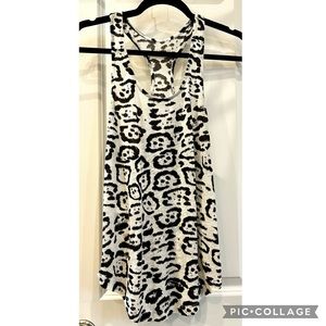 Allsaints black and white pattern razorback tank